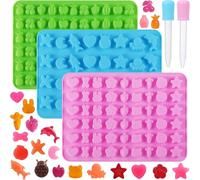 Mini-moules en silicone, comprenant 3 moules, 152 cavités, et 2 pipettes doseuses. Idéaux pour réaliser des bonbons gélifiés, du chocolat, des gelées, des glaces et des décorations pour gâteaux, avec