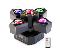 Mini Moving Head 120W Lyre LED Lumière de Scène Tête Mobile avec Télécommande,RGBW 4 Bras Effet Boule Magique,Projecteur Lumière Scène Disco Stroboscope pour DJ,Club,Bar,Soirée,Fête,Scènes,Noël,1 PCS