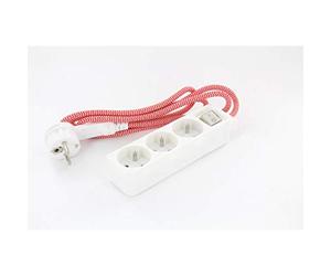 Mini multiprise 3x16A fiche Plate - Rouge/Blanc - Chacon