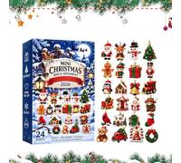 Mini Ornement d'Avent en Briques de Noël Calendrier Compte À Rebours 24 | Décoration de Noël pour l'Avent Pour Maison Appartement Salon Chambre Bébé Espace Travail Bureau Étagère Cheminée B