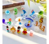 Mini ornements créatifs en verre pour bureau dans le salon, dessin animé et thème animal océan mignon, arc-en-ciel, sirène et méduse S jaune clair