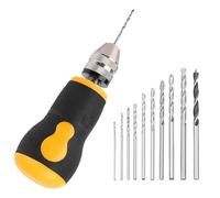 Mini outil de sertissage à main | Kit de sertissage manuel en acier au carbone | Precision Jewelry, Woodworking, Model Making | Portable 3,54 pouces Hand Rill With 10 Bits 0,8-3 mm For Crafts, Beads
