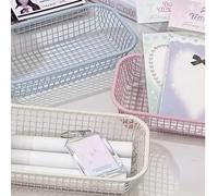 Mini panier de rangement en métal de couleur macaron, organisateur de bureau à la mode, décoration d'intérieur minimaliste, support de rangement multifonction pour le bureau et la coiffeuse, en métal 