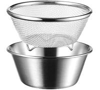 Mini passoire, passoire en acier inoxydable avec bol, 5, 5 x 2, petite en métal à mailles fines, mini bol pour laver et égoutter le riz, les fruits et les légumes