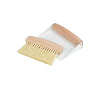 Mini pelle et balayette de table en bois et métal - Blanc et bois - L 15,5 x l 11 cm - Gamme Nature Vintage