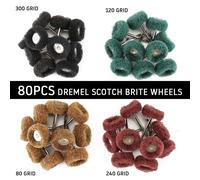 Mini perceuse, brosse Abrasive, roue de polissage en Fiber de Nylon, tige de 3mm pour accessoires Dremel, outils de polissage du verre et des métaux, 40/80 pièces 80PCS SET