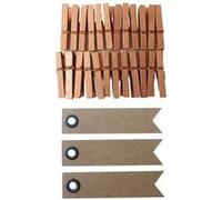 Mini pinces à linge bois 3 cm cuivrées + 20 étiquettes kraft Fanion - Graine Créative Cuivré G