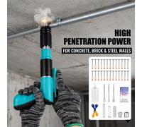 Mini pistolet à clous manuel en acier avec 200 clous, outil de fixation murale à haute pénétration, kit de pistolet à rivets silencieux pour béton, brique, mur en acier, bricolage domestique 100 nails