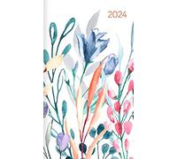 Mini planificateur Style prairie florale 2024 - Calendrier de poche 9 x 15 cm - Weekly - 64 pages - 1 page 1 semaine - Carnet de notes Alpha Edition