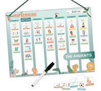 Mini Planning semaine pour enfants - Tableau magnétique Montessori au design mignon avec 200 aimants Planning de semaine