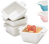 Mini plat à four en céramique Set de 4 empilables - Extra haut - Résistant aux rayures et aux coupures - Lavable au lave-vaisselle - Blanc