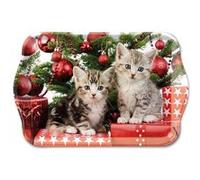 Mini plateau rectangulaire Chatons Noël ROUGE G