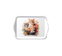 Mini plateau rectangulaire en mélamine chatons dans un panier