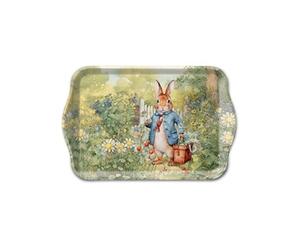 Mini plateau rectangulaire en mélamine Lapin au jardin fleuri