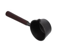 Mini Poêle à Œufs en Fonte avec Manche en Bois, Noire | Cuisson Rapide et Usage Multiple, Design pour Verser L’huile, Adapté au Lait Œufs