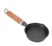 Mini PoêLe en Fonte, 10Cm/ 3.9In PoêLe à Frire AntiadhéSive avec Manche en Bois Mini Fond Plat PoêLe à Frire Ronde pour la Cuisine, La Cuisine IntéRieure/ExtéRieure de Camping