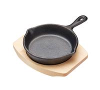 Mini Poêle Fonte service avec planche en bois 20cm