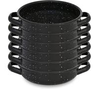 Mini-poêles à paella - Acier avec revêtement antiadhésif - Noir - Lot de 6 - 16 cm