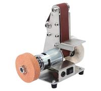 Mini ponceuse à bande avec disque de polissage - Ponceuse électrique - 4 000 à 9 000 tr/min - Vitesse réglable - Fonction marche avant/arrière - Argent