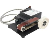 Mini ponceuse à bande de table - Ponceuse à bande - Puissance 350 W - Double moteur - Alimentation secteur - 10 bandes abrasives incluses - Pour affûter les couteaux - Pour le bois et le métal - Noir