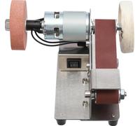 Mini ponceuse à bande électrique - Appareil de table/polisseuse - Prise UE - 150 W CA - 7 niveaux - Table 1-45° - Bande 30×330 mm - 20 bandes abrasives - Noir