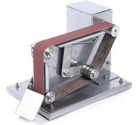 Mini ponceuse à bande - Ponceuse à bande électrique - 10 bandes abrasives - Réglable pour le polissage des bords et l'affûtage - Boîtier en acier - Argent