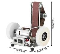 Mini ponceuse à bande - Ponceuse à bande sur table - Réglage de la vitesse à 7 niveaux - 4000-9000 tr/min - Moteur 100 % cuivre 775 - Alimentation secteur 110-240 V - Argent