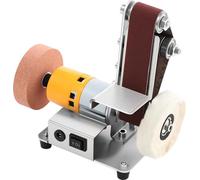 Mini ponceuse à bande - ponceuse d'établi électrique - acier inoxydable 304 - 9 000 tr/min - réglage de la vitesse à 7 niveaux - 110–240 V - moteur 775 W - 15 × 12 × 18 cm - argent