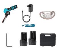Mini-ponceuse électrique, vitesse variable, design sans fil, couleur bleue, avec 2 batteries