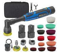 Mini-ponceuse orbitale sans fil - Vitesse : 2000–5000 tr/min - 6 niveaux de vitesse - Fonction orbitale et rotative - 2 batteries rechargeables - Disques de polissage de 2,5/3,8/5,1 cm