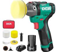 Mini ponceuse/polisseuse pour voiture, 12V, alimentée par batterie, avec moteur sans balais de 75 mm pour le polissage et une ponceuse de 50 mm, 2 batteries de 2,0 Ah, 2 vitesses (2800-8300 tr/min) po