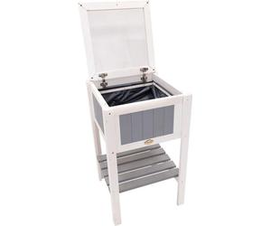 Mini-pot de fleurs en bois pour le jardin, le balcon ou la terrasse, avec couvercle et plateau en bois pratique, 55 x 55 x 92 cm, gris-blanc