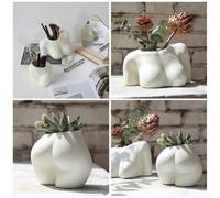 Mini pot pour la partie inférieure du corps, petit pot de fleurs femelle avec trous de drainage, plante en résine, mignon pour Noël-B