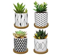 Mini-pots de fleurs en céramique 7 cm, noir et blanc