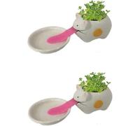 Mini Pots De Fleurs En Céramique Auto-Aspirants Avec Plateau Pour Plantes Succulentes, Cactus, Décoration Pour La Maison, Le Bureau, L'intérieur Et Les Chatons