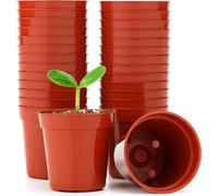 Mini pots de plantes en plastique - Pots de culture pour graines - 50 pièces - couleur terracotta