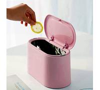 Mini poubelle avec couvercle - Petite poubelle amovible en plastique - Corbeille à papier pop-up pour comptoir - Poubelle de comptoir pour salle de bain, bureau, cuisine, bureau, table basse (rose)