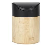 Mini Poubelle - Bambou - Noir - 1L - Couvercle Rotatif