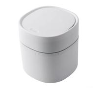 Mini poubelle de bureau avec couvercle - Économie d'espace - Pour la maison, le bureau, la cuisine - Récipient moderne en ABS - Petit organisateur de rangement - Blanc et bleu - 13,5 x 16,5 cm (blanc)