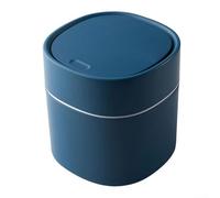 Mini poubelle de bureau avec couvercle - Économie d'espace - Pour la maison, le bureau, la cuisine - Récipient moderne en ABS - Petit organisateur de rangement - Blanc et bleu - 13,5 x 16,5 cm (bleu)