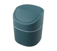 Mini poubelle de bureau avec couvercle pour économiser de l'espace pour la maison, le bureau, la cuisine, récipient moderne en ABS, petit organisateur de rangement, blanc et bleu, 13,5 x 16,5 cm (bleu