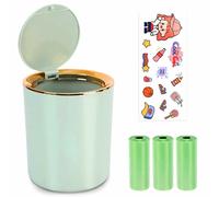 Mini poubelle de table avec couvercle avec 3 rouleaux de sacs poubelles vert
