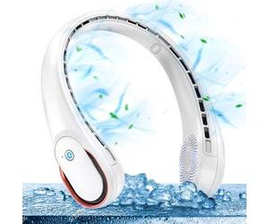 Mini purificateur d'air portable à porter autour du cou, avec rotation à 360°, batterie de 5 200 mAh, recharge USB, mode silencieux et 3 niveaux de réglage, sans pales, blanc, pour la maison, le burea