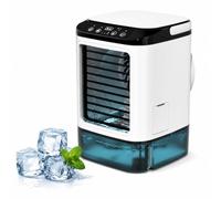 Mini Rafraîchisseur d’Air USB, Ventilateur Climatiseur Mobile 900ml | Réservoir 900ml, 3 vitesses, 2 modes brume, 12W, inclinaison manuelle, boutons mécaniques, format bureau.