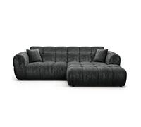 Mini Ray - Canapé d'angle droit 4 places en tissu texturé - Gris Anthracite