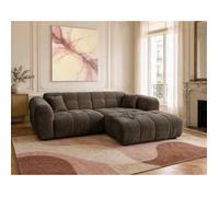 Mini Ray - Canapé d'angle droit 4 places en tissu texturé - Marron