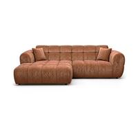 Bestmobilier - Mini Ray - Canapé d'angle Gauche 4 Places en Tissu texturé, Terracotta