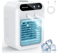 Mini Refroidisseur d'air Portable, unité de climatisation par évaporation, Ventilateur de Bureau Ultra Silencieux à Deux Vitesses, Petit Refroidisseur d'air pour Chambre à Coucher, Bureau,