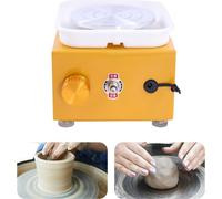 Mini roue de potier électrique - 2000 tr/min - Cuve ABS amovible - Plateau tournant 10 cm - Pour argile/céramique - Jaune