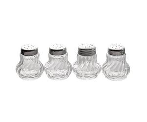 Mini salière/poivrière, set de 4, verre/acier inoxydable